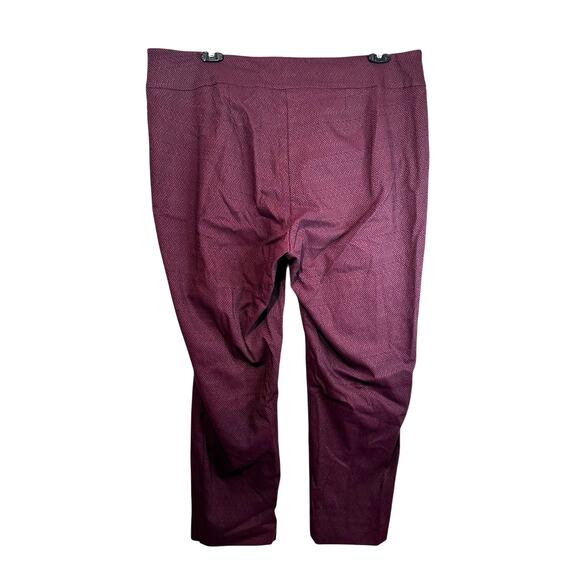 Erica Taylor Plus Size 3X Jacquard Textured Straight Pull On Pants Burgundy - Picture 2 of 9